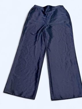 Miss Selfridge High Rise Navy Wide Leg Satin Pants Size 10
